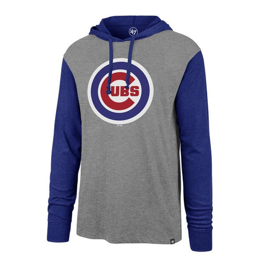 '47 Brand Men's Chicago Cubs Slate Gray Imprint Callback Club Hooded Long Sleeve Tee