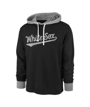 '47 Brand Men's Chicago White Sox Flint Black Domino Hooded Long Sleeve Tee